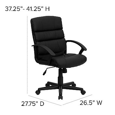 Flash Furniture Mid-Back LeatherSoft Swivel Office Chair with Accent Divided Back and Arms