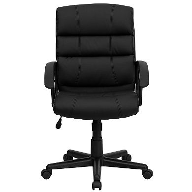 Flash Furniture Mid-Back LeatherSoft Swivel Office Chair with Accent Divided Back and Arms