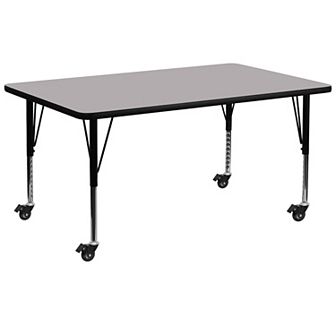 Flash Furniture Mobile 30''W x 72''L Thermal Laminate Activity Table - Adjustable Short Legs