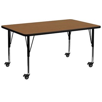 Flash Furniture Mobile 30''W x 72''L Thermal Laminate Activity Table - Adjustable Short Legs
