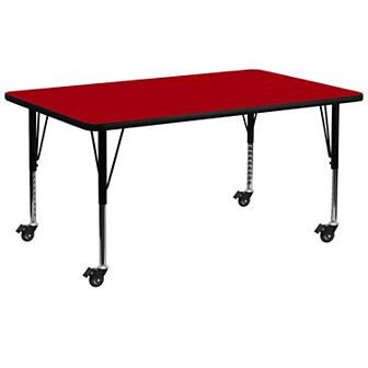 Flash Furniture Mobile 30''W x 72''L Thermal Laminate Activity Table - Adjustable Short Legs