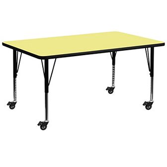 Flash Furniture Mobile 30''W x 72''L Thermal Laminate Activity Table - Adjustable Short Legs