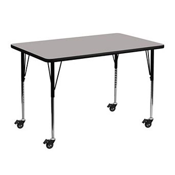 Flash Furniture Mobile 30"W x 48"L Rectangular HP Laminate Adjustable Leg Activity Table