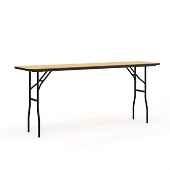 Flash Furniture 18" x 72" Rectangular Wood Folding Table with Smooth Clear Coated Finished Top