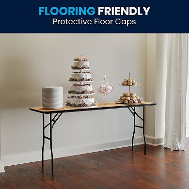 Flash Furniture 18" x 72" Rectangular Wood Folding Table with Smooth Clear Coated Finished Top