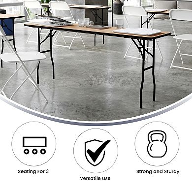 Flash Furniture 18" x 72" Rectangular Wood Folding Table with Smooth Clear Coated Finished Top
