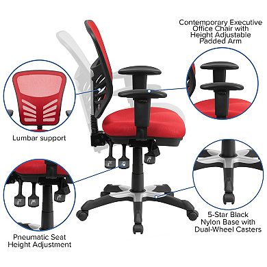 Flash Furniture Mid-Back Blue Mesh Multifunction Ergonomic Office Chair with Adjustable Arms