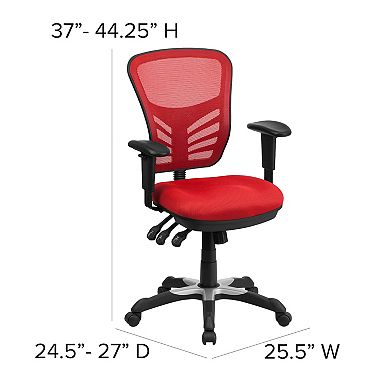 Flash Furniture Mid-Back Blue Mesh Multifunction Ergonomic Office Chair with Adjustable Arms