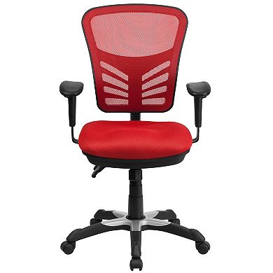 Flash Furniture Mid-Back Blue Mesh Multifunction Ergonomic Office Chair with Adjustable Arms
