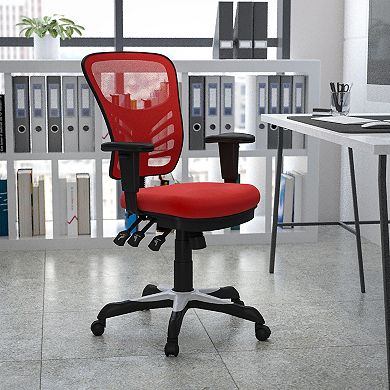 Flash Furniture Mid-Back Blue Mesh Multifunction Ergonomic Office Chair with Adjustable Arms