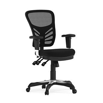 Flash Furniture Mid-Back Blue Mesh Multifunction Ergonomic Office Chair with Adjustable Arms