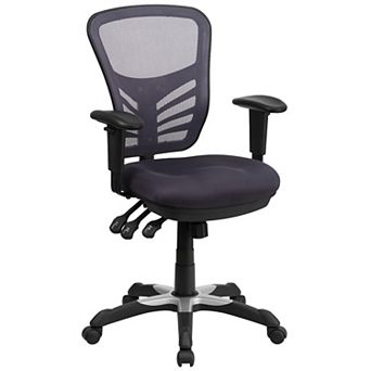Flash Furniture Mid-Back Blue Mesh Multifunction Ergonomic Office Chair with Adjustable Arms