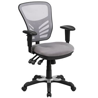 Flash Furniture Mid-Back Blue Mesh Multifunction Ergonomic Office Chair with Adjustable Arms