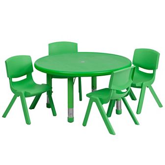 Flash Furniture 33" Round Plastic Height Adjustable Activity Table Set with 4 Chairs