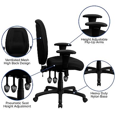 Flash Furniture High Back Fabric Multifunction Ergonomic Executive Swivel Office Chair with Arms