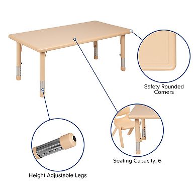 Flash Furniture 24"W x 48"L Rectangle Plastic Adjustable Activity Table Set - 4 Chairs