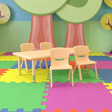 Flash Furniture 24"W x 48"L Rectangle Plastic Adjustable Activity Table Set - 4 Chairs