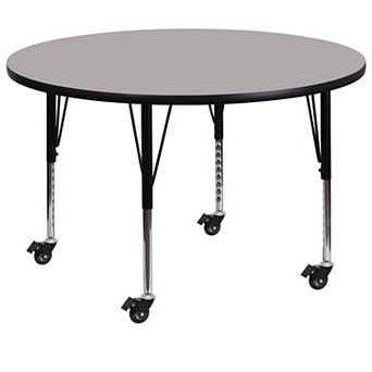 Flash Furniture Mobile 42" Round HP Laminate Activity Table - Height Adjustable Short Legs
