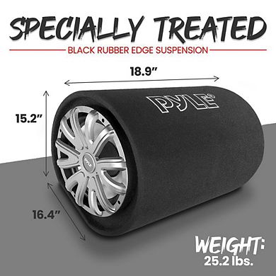 Pyle 12'' Subwoofer Box System - 500W Max - Rear Vented Design & Carpeted Enclosure - PLTB121