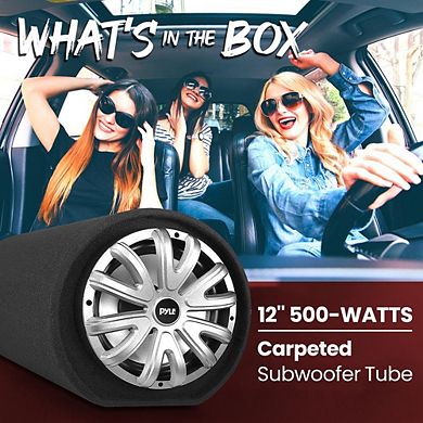 Pyle 12'' Subwoofer Box System - 500W Max - Rear Vented Design & Carpeted Enclosure - PLTB121