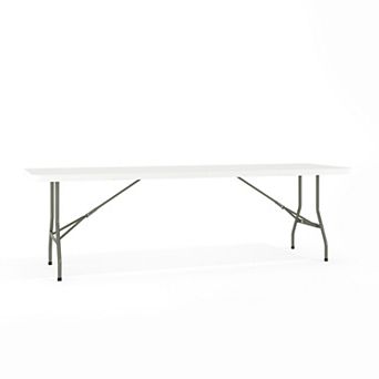 Flash Furniture 30"W x 96"L Bi-Fold Granite White Plastic Event Table with Carrying Handle