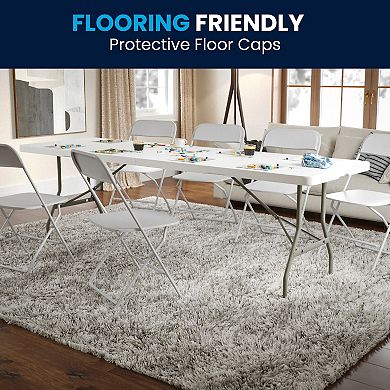 Flash Furniture 30"W x 96"L Bi-Fold Granite White Plastic Event Table with Carrying Handle