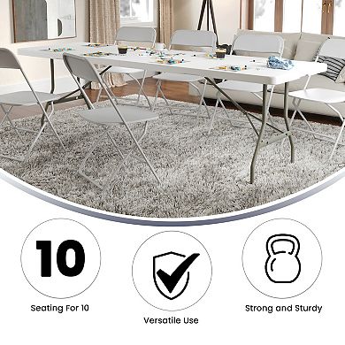 Flash Furniture 30"W x 96"L Bi-Fold Granite White Plastic Event Table with Carrying Handle