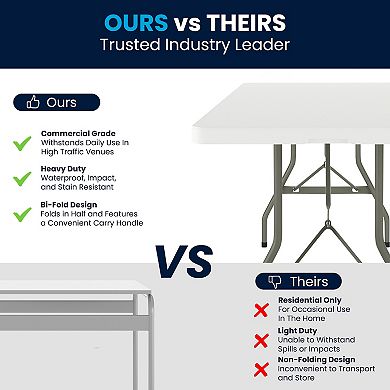 Flash Furniture 30"W x 96"L Bi-Fold Granite White Plastic Event Table with Carrying Handle