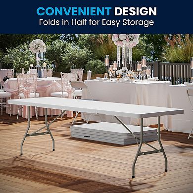 Flash Furniture 30"W x 96"L Bi-Fold Granite White Plastic Event Table with Carrying Handle
