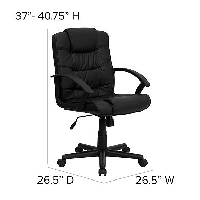 Flash Furniture Mid-Back LeatherSoft Ripple &Accent Stitch Upholstered Swivel Office Chair