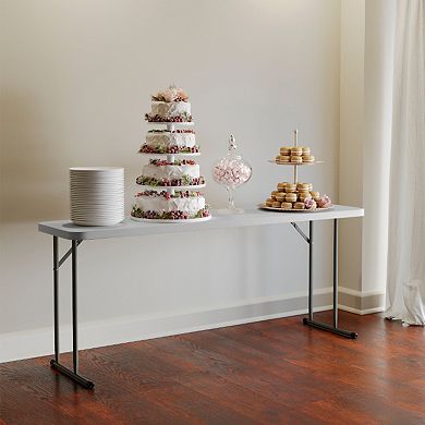 Flash Furniture 6-Foot Rectangular Granite White Plastic Folding Training Table