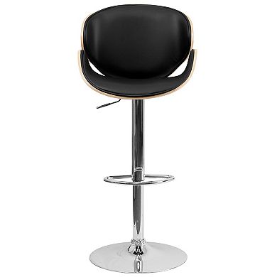 Flash Furniture Bentwood Adjustable Height Barstool with Curved Back and Vinyl Seat