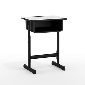 Flash Furniture Student Desk with Grey Top and Adjustable Height Pedestal Frame