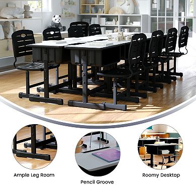 Flash Furniture Student Desk with Grey Top and Adjustable Height Pedestal Frame