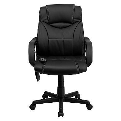 Flash Furniture Mid-Back Ergonomic Massaging LeatherSoft Executive Office Chair w/ Arms