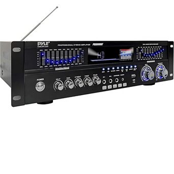 Pyle Wireless BT Home Theater Amplifier, 1600W, BT/FM/Optical/Coaxial/HDMI, Dual 10-Band EQ