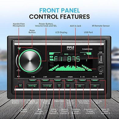 Pyle Marine Stereo Receiver - Double DIN, Bluetooth, AM/FM/CD/DVD/MP3 ...