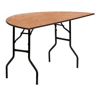 Flash Furniture 60" Half-Round Wood Folding Banquet Table w/ Powder Coated Wishbone Legs
