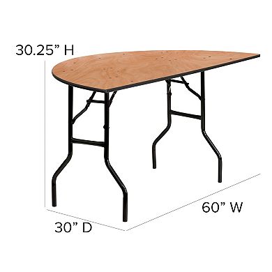 Flash Furniture 60" Half-Round Wood Folding Banquet Table w/ Powder Coated Wishbone Legs