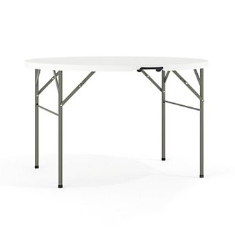 Flash Furniture 4-Foot Round Bi-Fold Plastic Event Folding Table with Handle