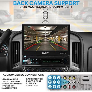 Pyle Touchscreen Bluetooth Stereo Receiver - Single DIN, 7'' Fold-Out Display, Hands-Free
