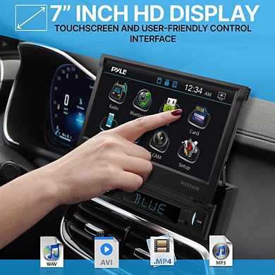 Pyle Touchscreen Bluetooth Stereo Receiver - Single DIN, 7'' Fold-Out Display, Hands-Free
