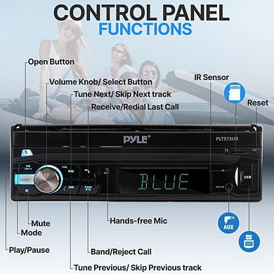 Pyle Touchscreen Bluetooth Stereo Receiver - Single DIN, 7'' Fold-Out Display, Hands-Free