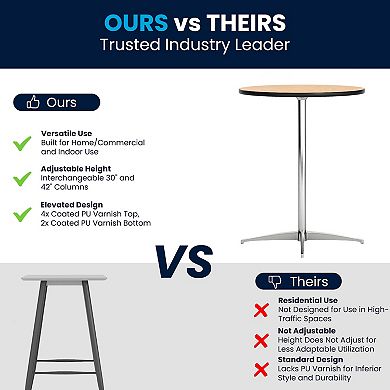 Flash Furniture 24" Round Wood Cocktail Table with 30" and 42" Columns