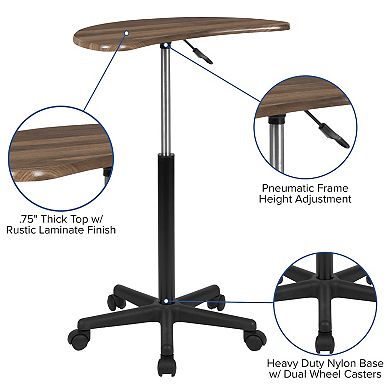 Flash Furniture Sit to Stand Mobile Laptop Computer Desk - Portable Rolling Standing Desk