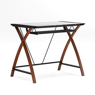 Flash Furniture Glass Computer Desk with Pull-Out Keyboard Tray and Crisscross Frame