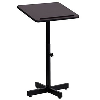 Flash Furniture Adjustable Height Slanted Top Metal Lectern in Mahogany
