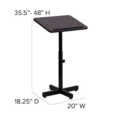 Flash Furniture Adjustable Height Slanted Top Metal Lectern in Mahogany