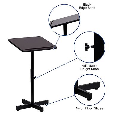 Flash Furniture Adjustable Height Slanted Top Metal Lectern in Mahogany
