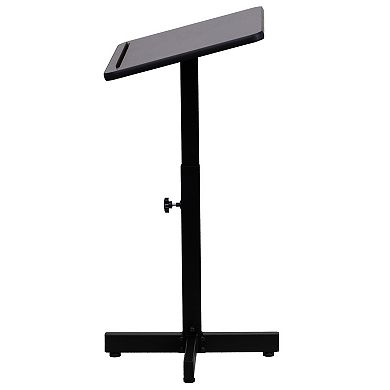 Flash Furniture Adjustable Height Slanted Top Metal Lectern in Mahogany